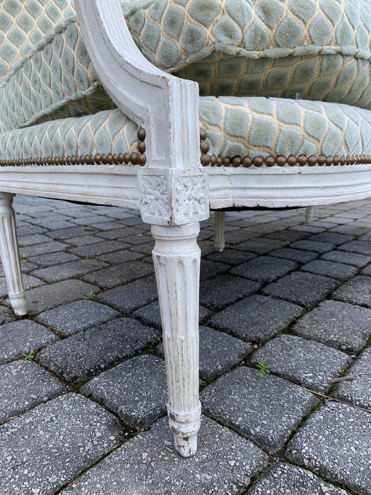 18th-19th Century French Louis XVI Style Painted and Upholstered Settee 5