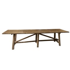 18th - 19th Century French Massive Antique Walnut Trestle Base Table