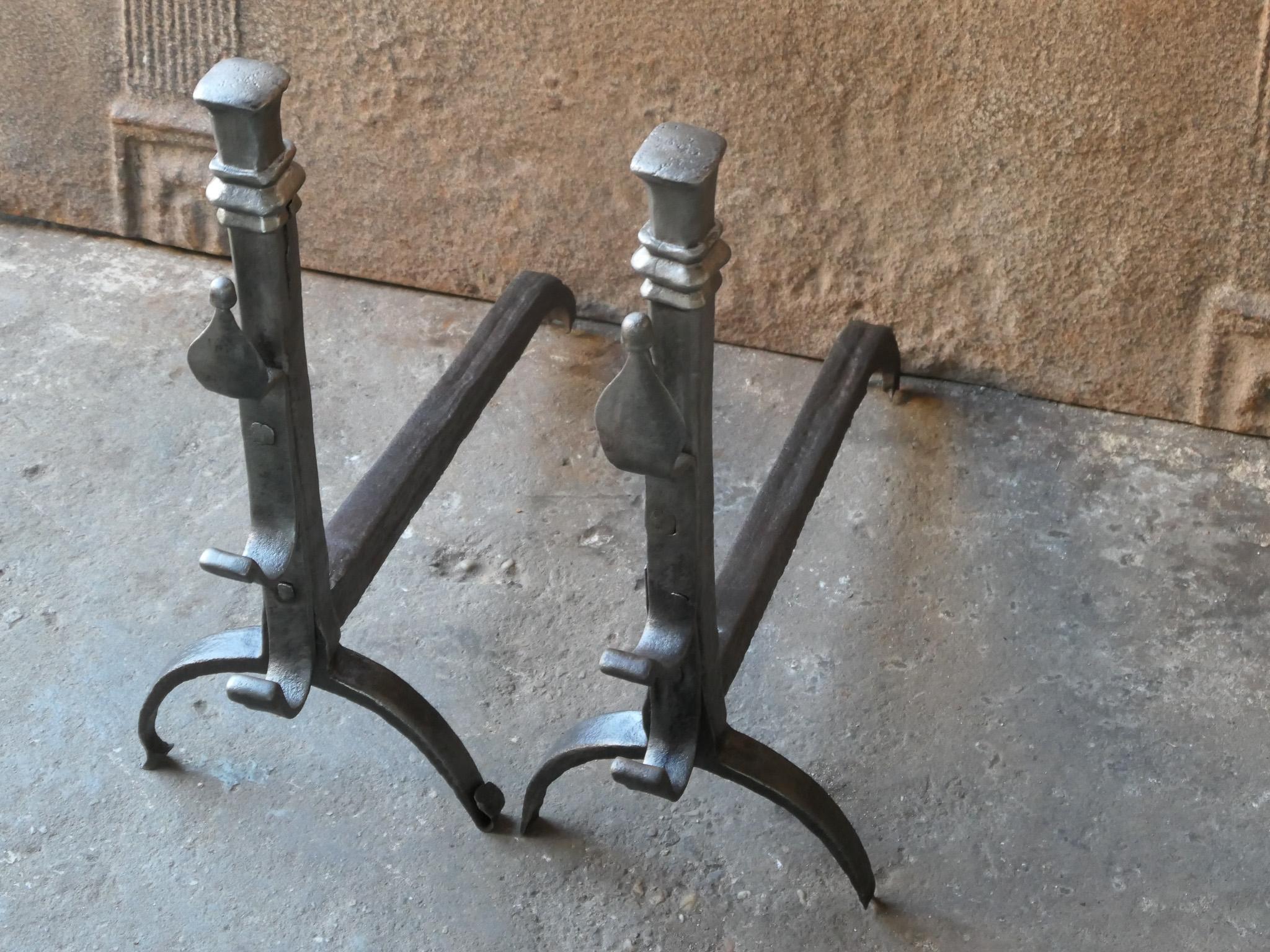 18th-19th Century French Neoclassical Period Andirons or Firedogs For Sale 4
