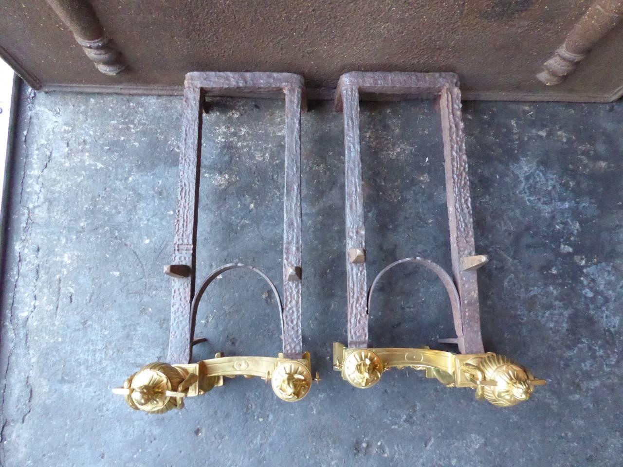 18th-19th Century French Ormolu Neoclassic Andirons For Sale 9