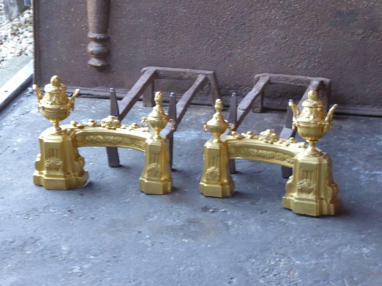 18th-19th Century French Ormolu Neoclassical Andirons In Good Condition In Amerongen, NL