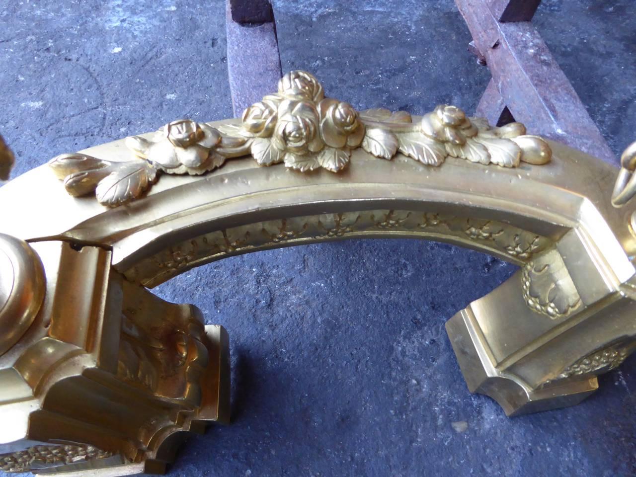 18th-19th Century French Ormolu Neoclassical Andirons 3