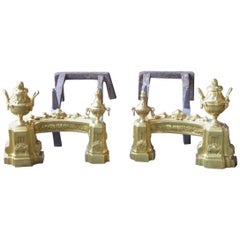 18th-19th Century French Ormolu Neoclassical Andirons