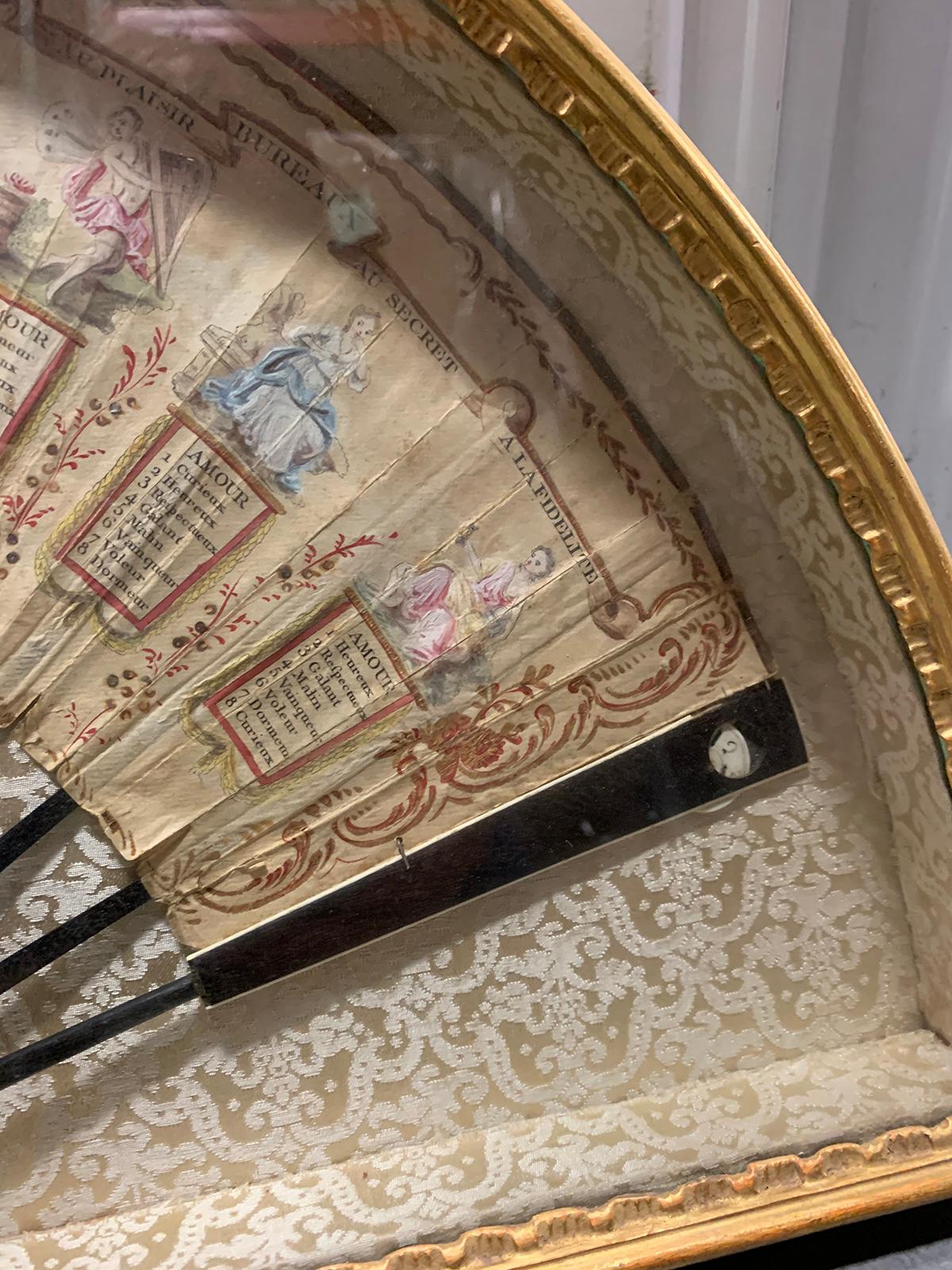 18th-19th Century French Painted Fan in Later Frame 2