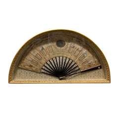 18th-19th Century French Painted Fan in Later Frame