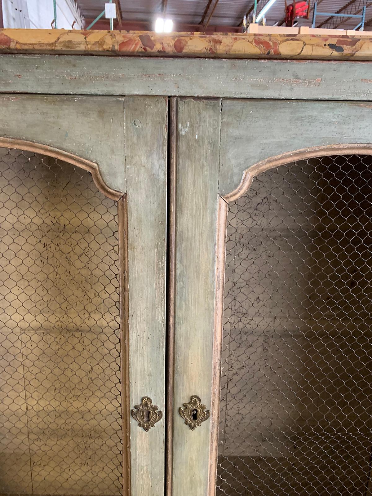 18th-19th Century French Painted Two-Door Cabinet with Marble Top 9