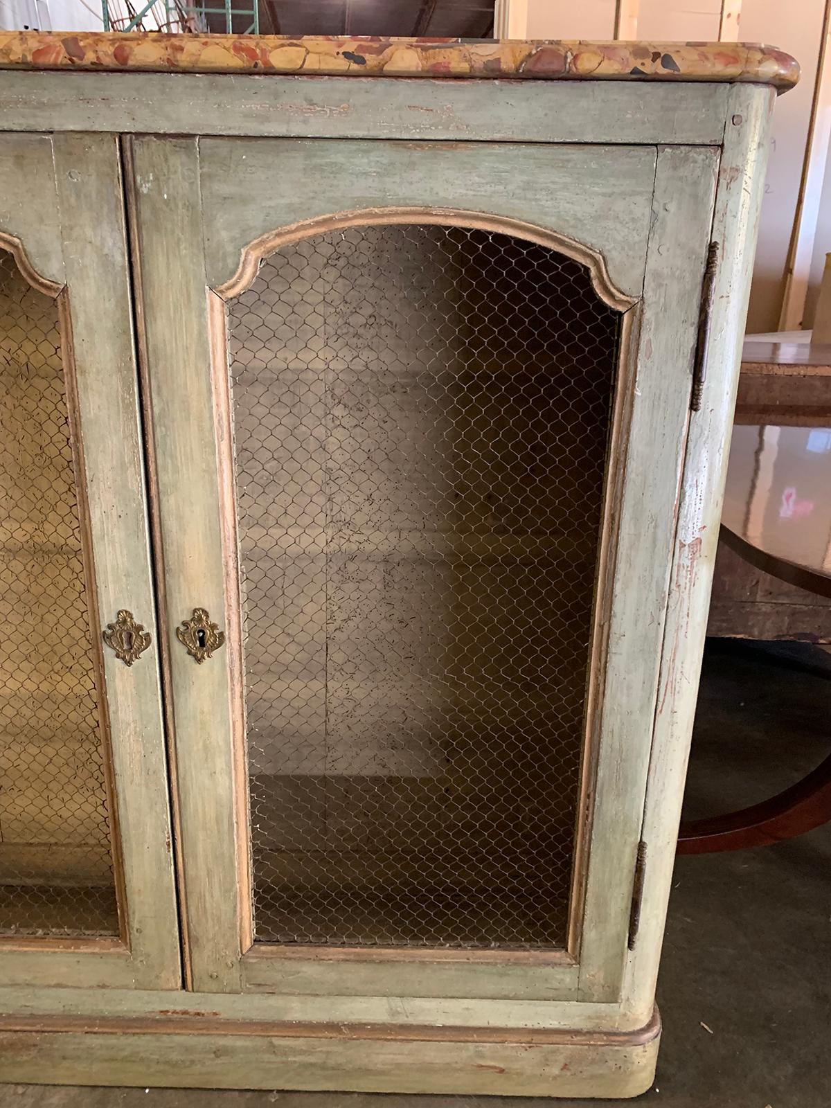 18th-19th Century French Painted Two-Door Cabinet with Marble Top 10