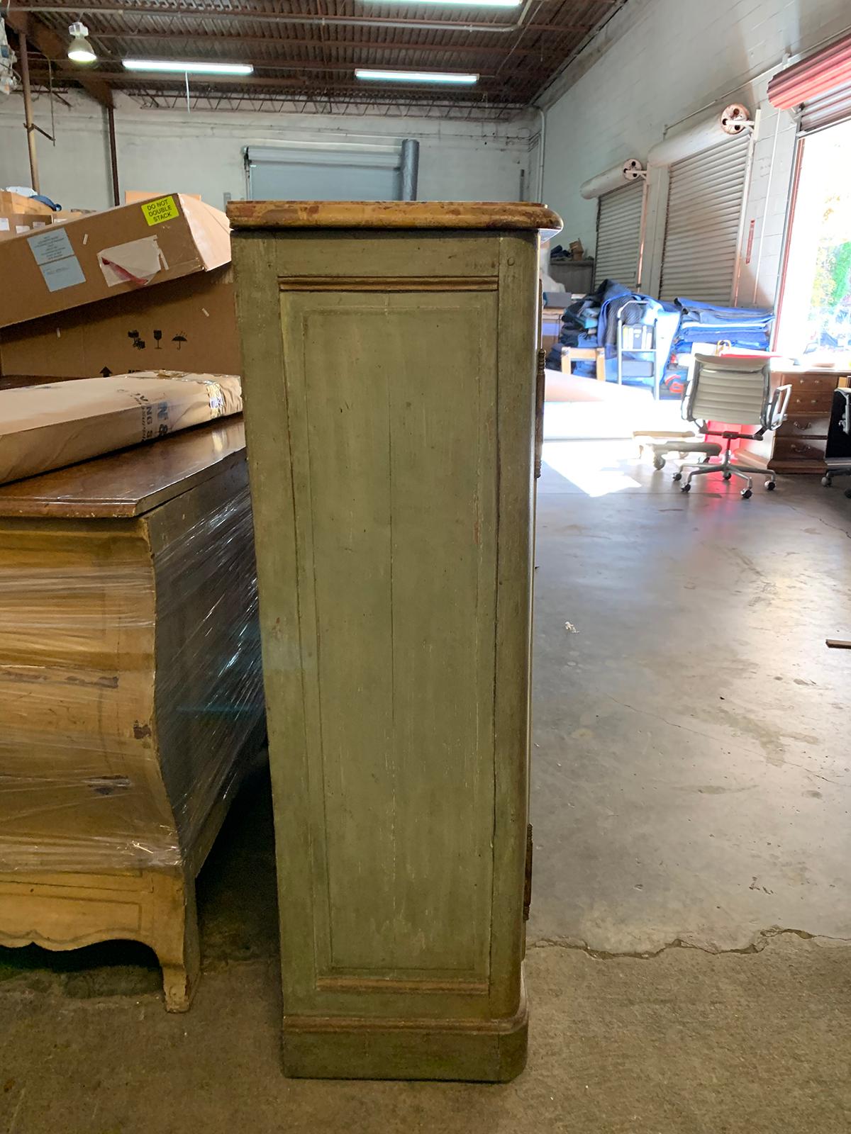 18th-19th Century French Painted Two-Door Cabinet with Marble Top 12