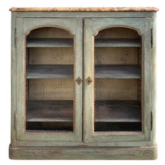 18th-19th Century French Painted Two-Door Cabinet with Marble Top