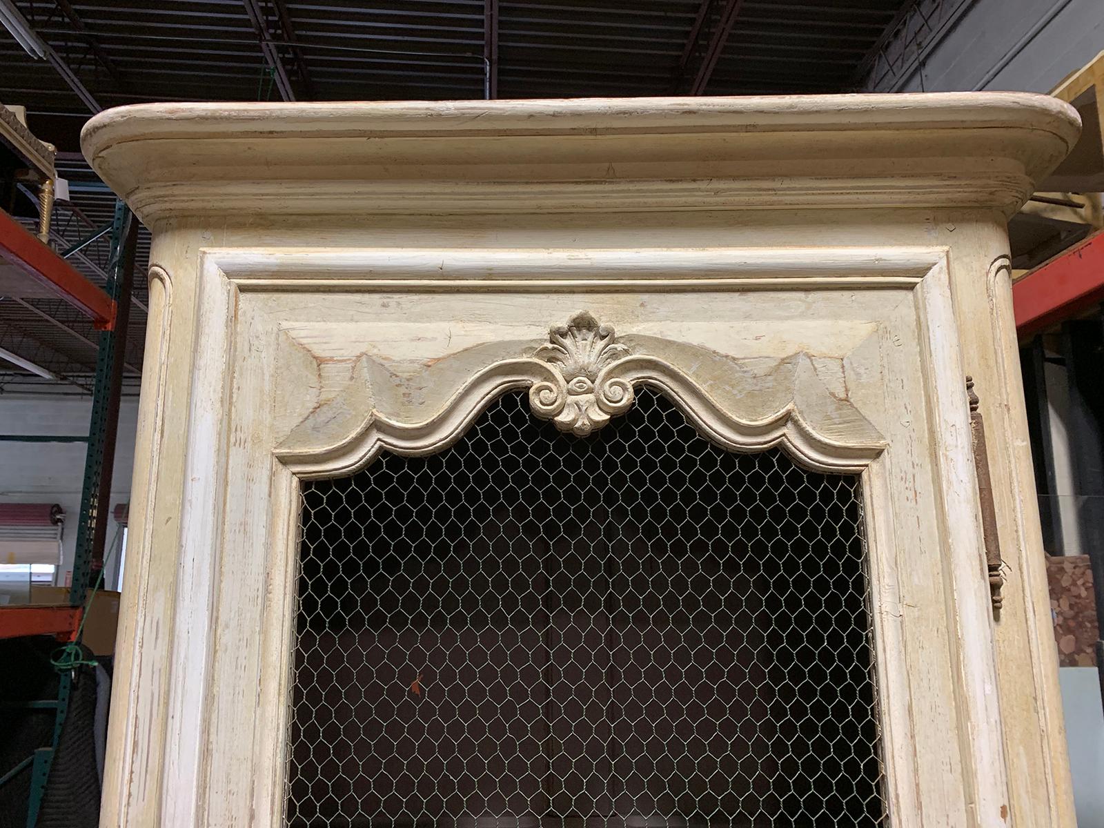 18th-19th Century French Provincial Carved Bonnetiere with Chicken Wire 1