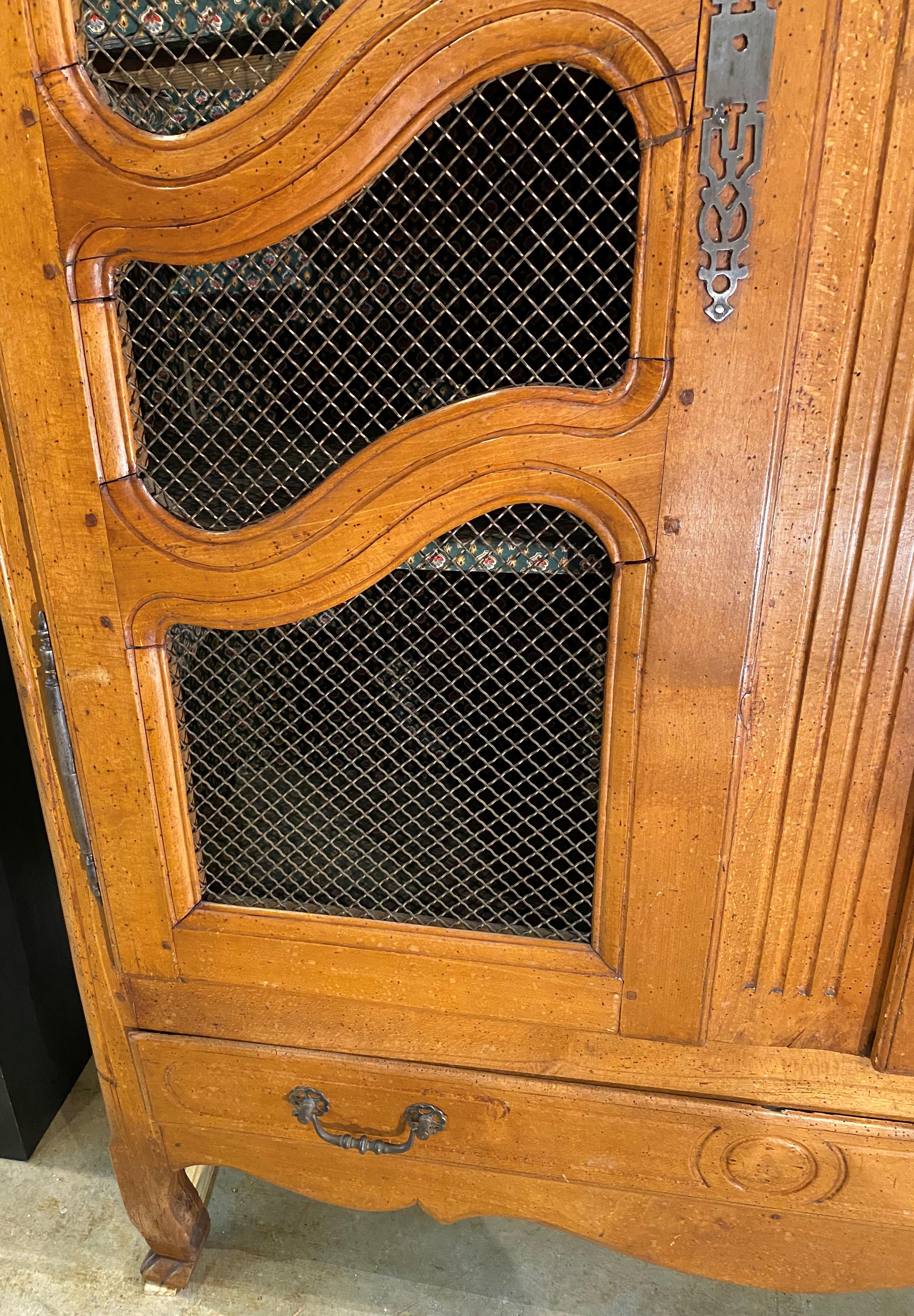 18th / 19th Century French Provincial Fruitwood Armoire with Wire Front Doors For Sale 3