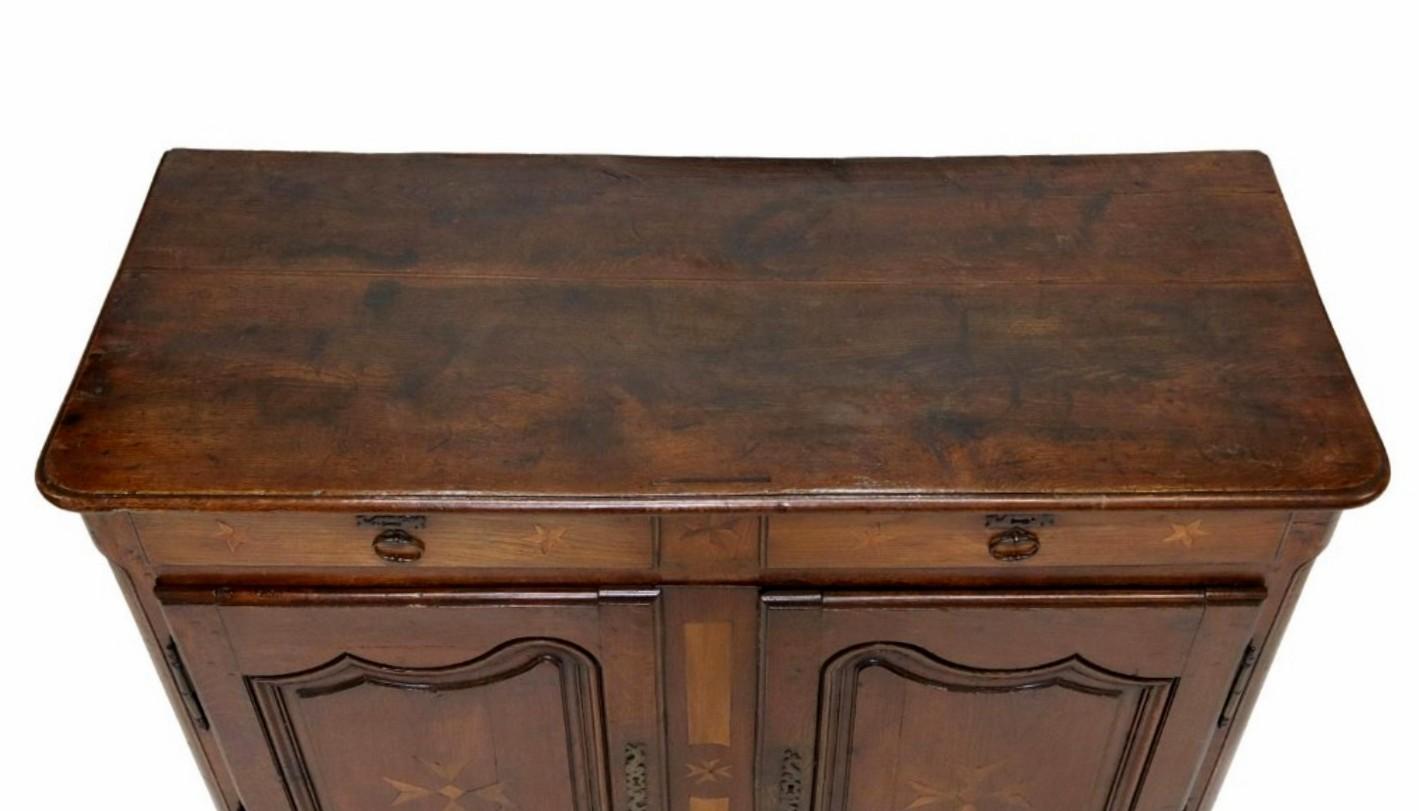 Hand-Carved 18th/19th Century French Provincial Oak Early Marquetry Sideboard  For Sale