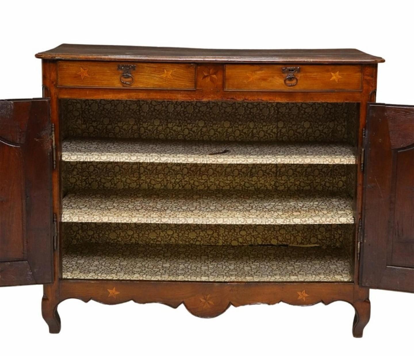 Wood 18th/19th Century French Provincial Oak Early Marquetry Sideboard  For Sale