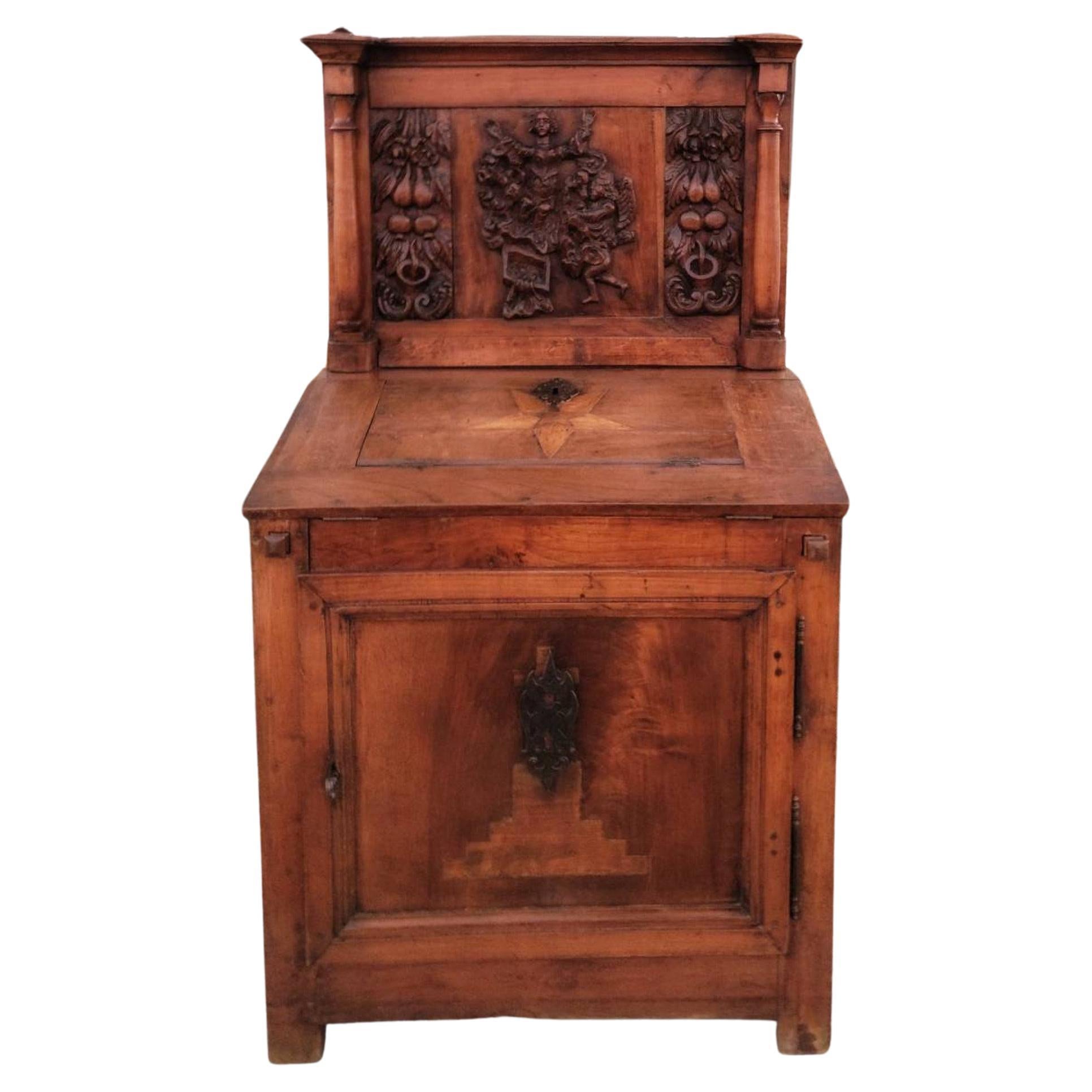 18th/19th Century French Provincial Religious Oratory Sacristy Cabinet For Sale