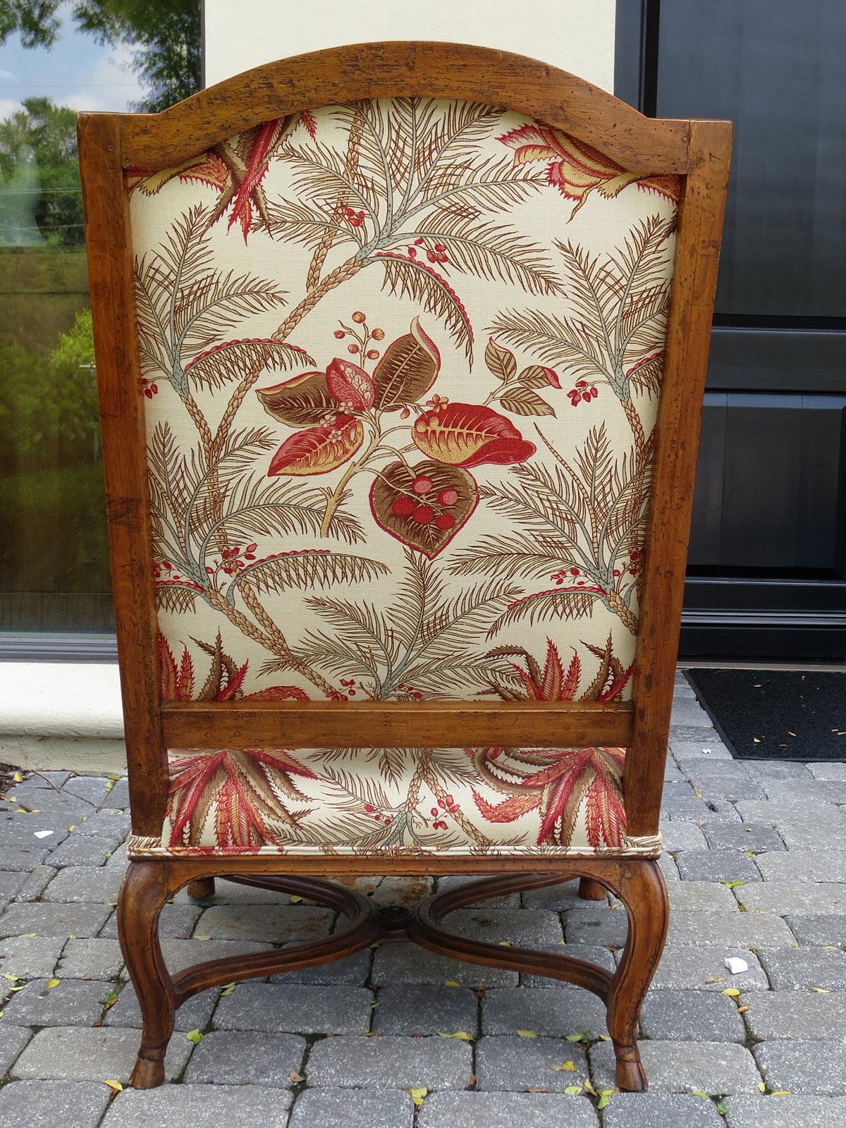 18th-19th Century French Provincial Walnut Regence Armchair with Stretcher 4