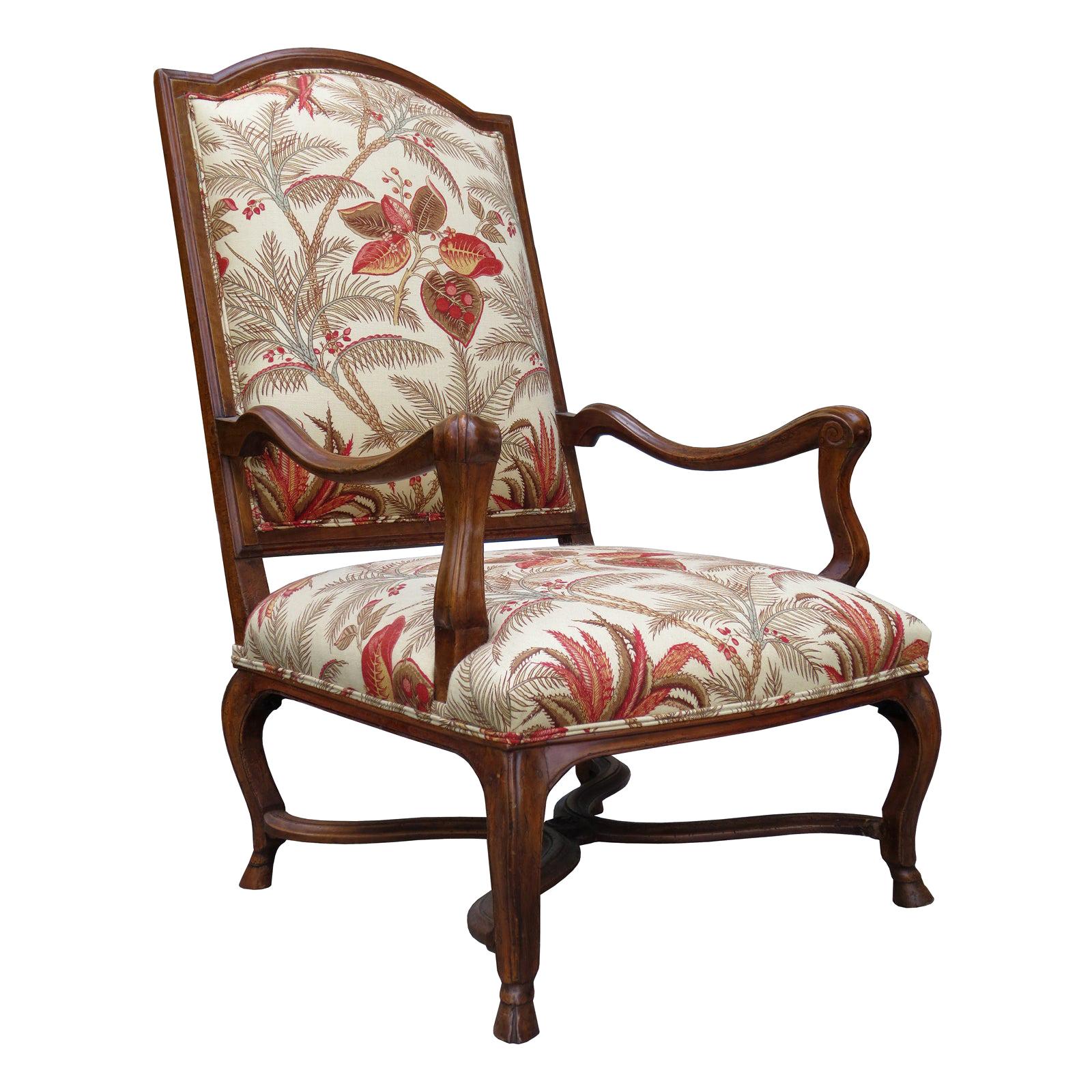 18th-19th Century French Provincial Walnut Regence Armchair with Stretcher