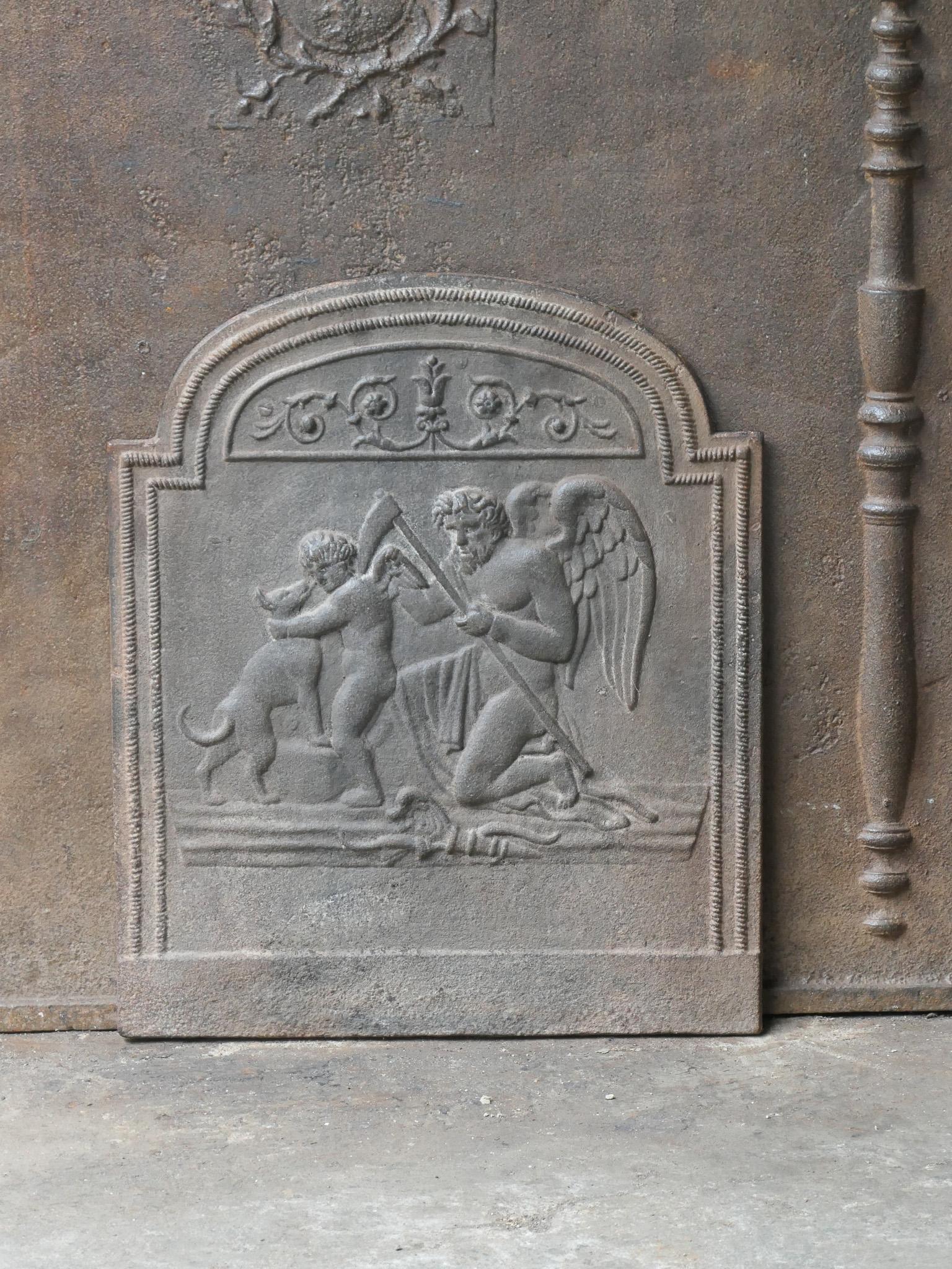 Cast 18th-19th Century French 'the Time' Fireback / Backsplash For Sale