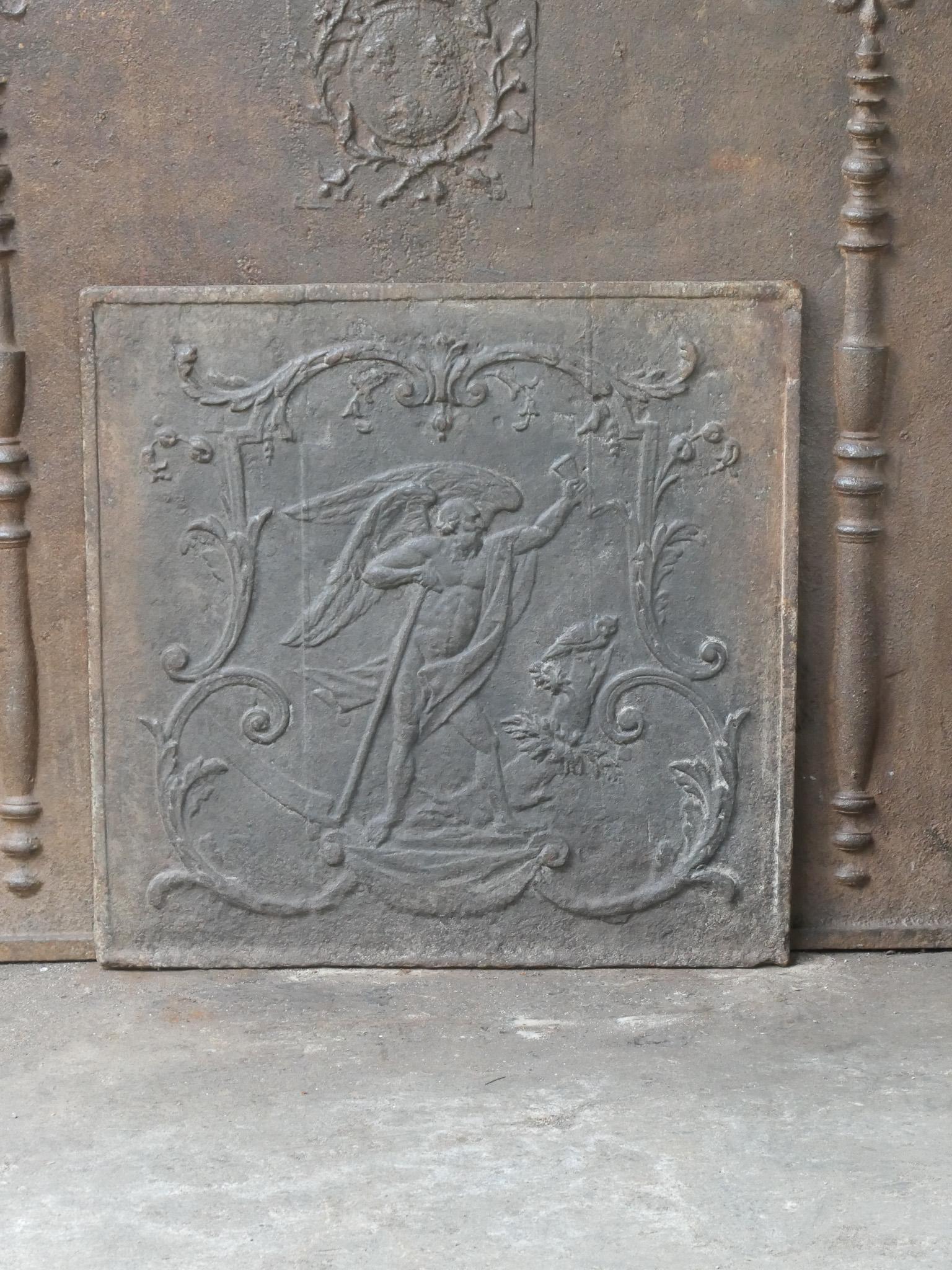 Cast 18th-19th Century French 'the Time' Fireback / Backsplash For Sale