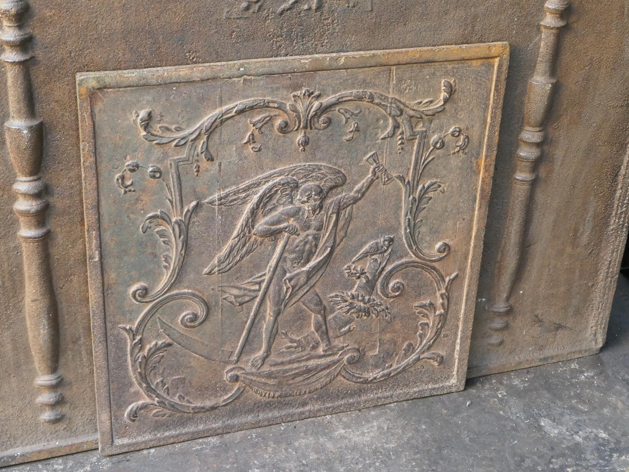Iron 18th-19th Century French 'the Time' Fireback / Backsplash For Sale