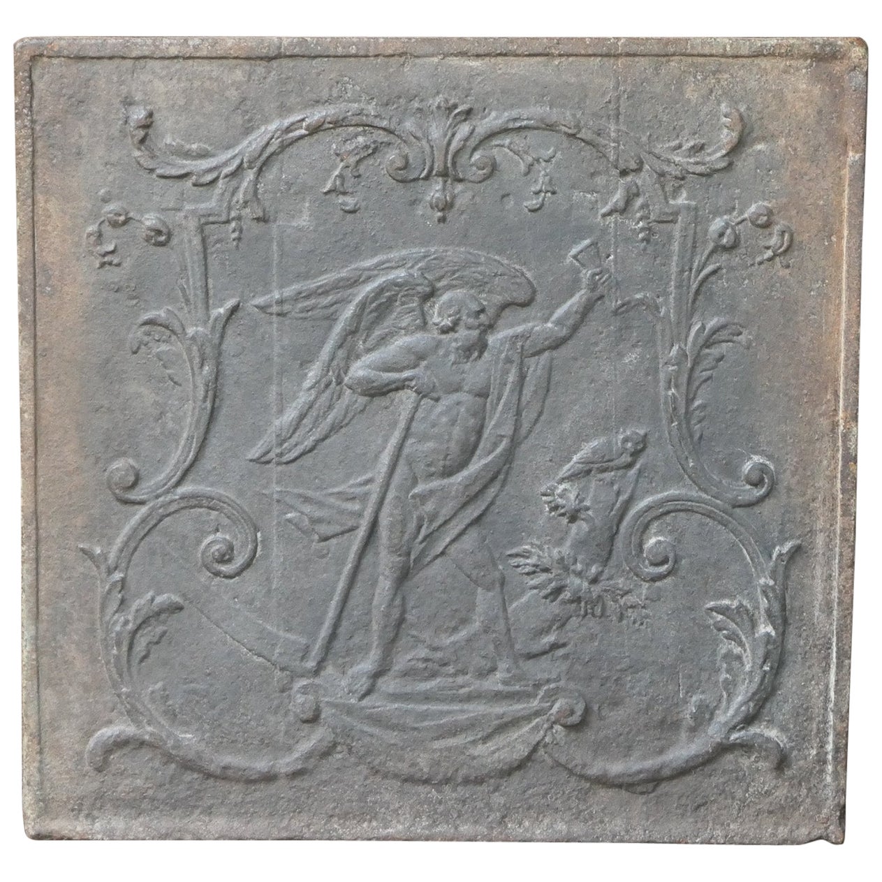 18th-19th Century French 'the Time' Fireback / Backsplash