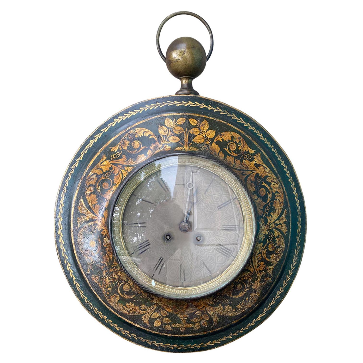 18th-19th Century French Tole Wall Clock