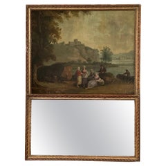18th-19th Century French Trumeau Mirror, Manner of Vernet