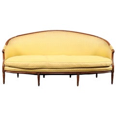 18th-19th Century French Louis XVI Style Upholstered Settee / Canape Corbeille