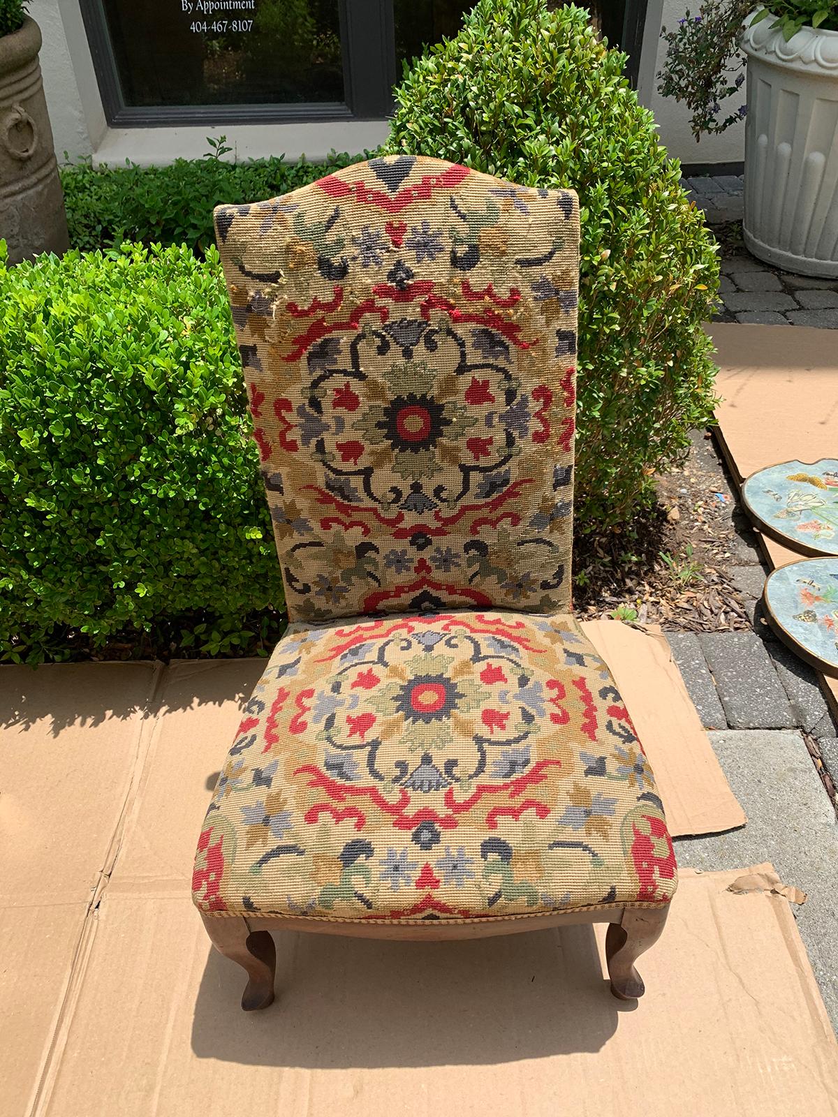 18th-19th Century French Walnut and Needlepoint Child's Chair 6