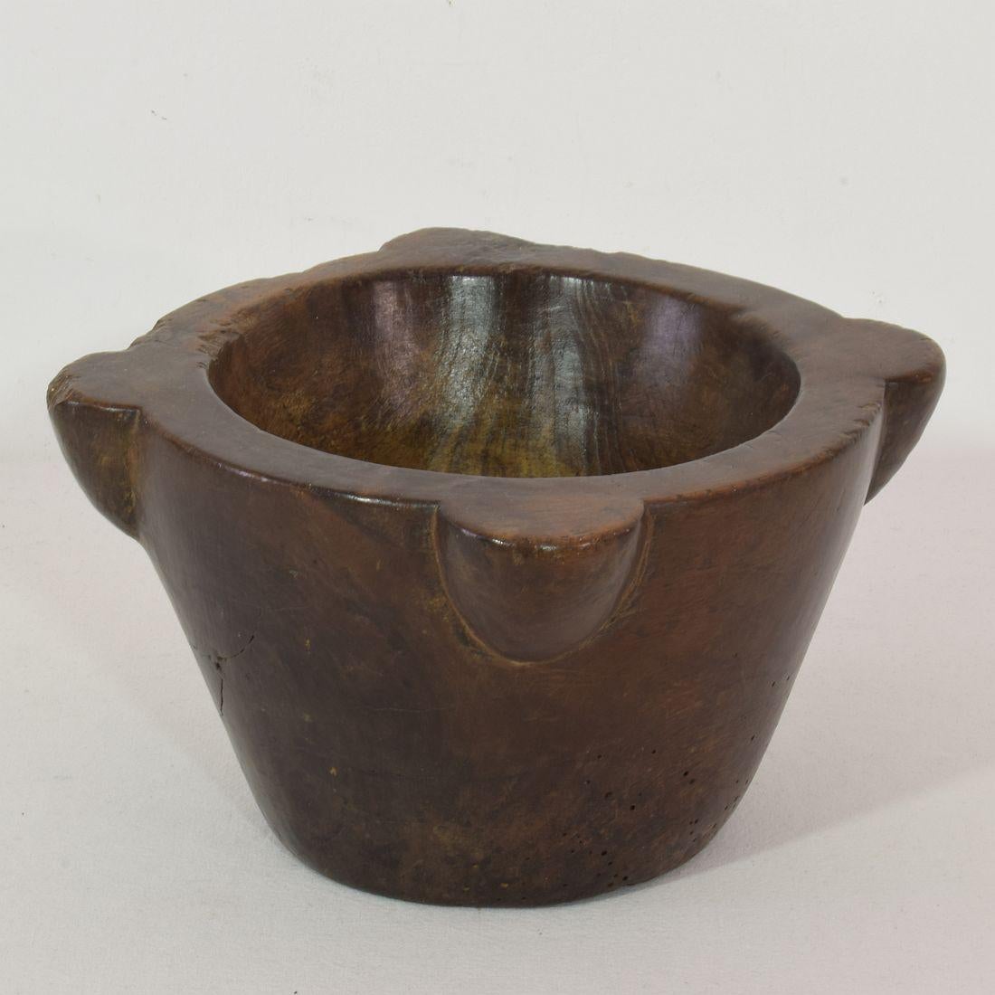Beautiful and very rare wooden mortar, France, circa 1750-1850. Great eyecatcher.
Weathered and but in a good condition.