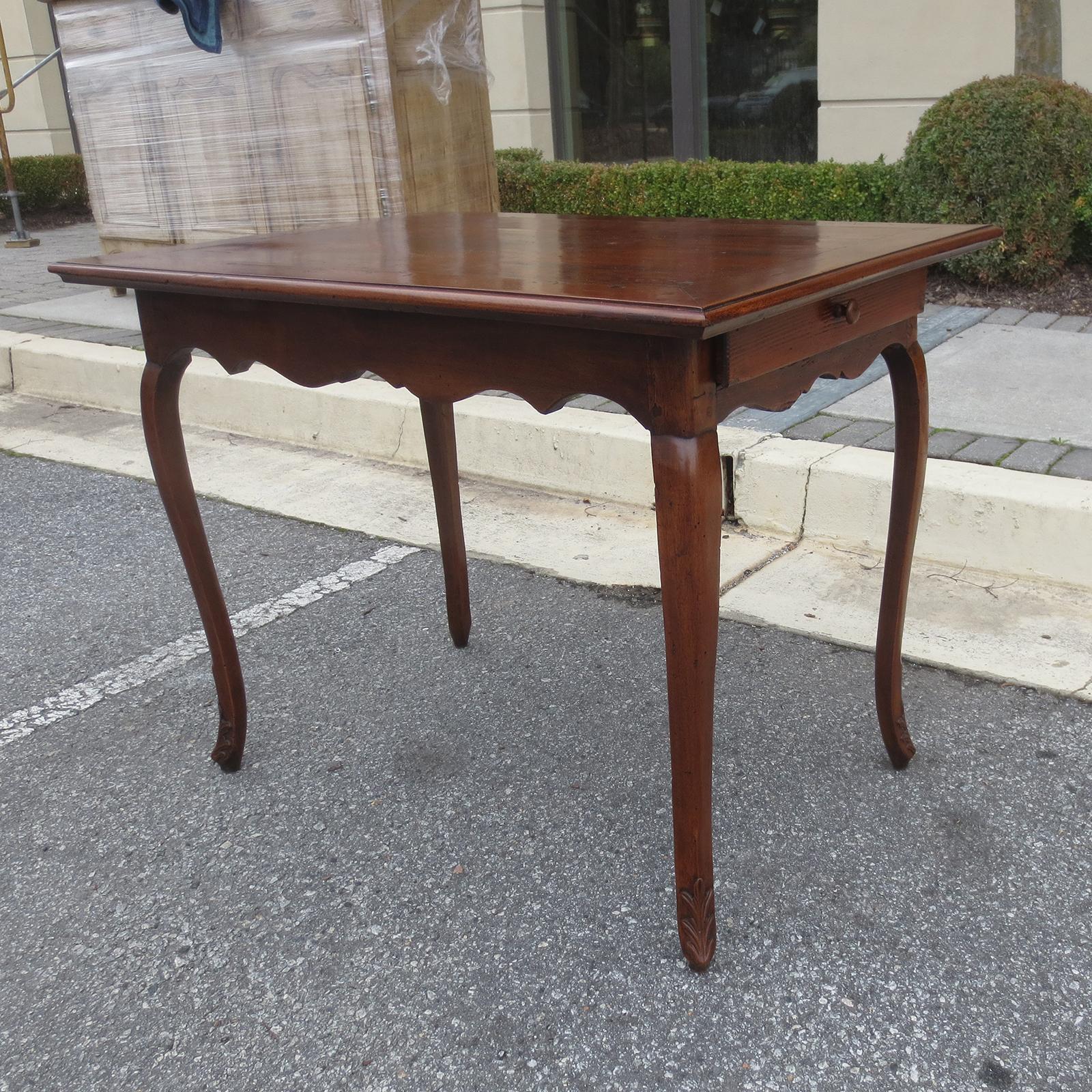 18th-19th century fruitwood side table with one drawer.