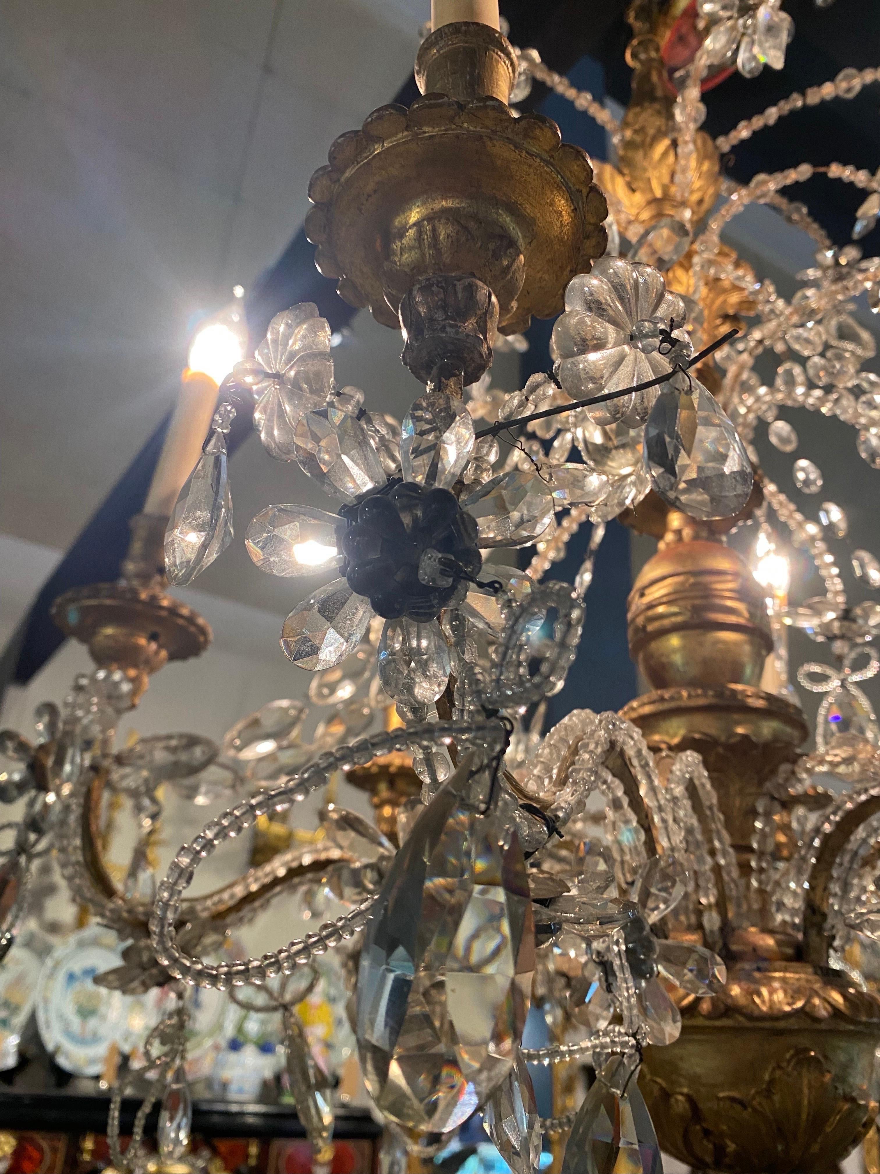 18th- 19th Century Genovese Giltwood Chandelier  1