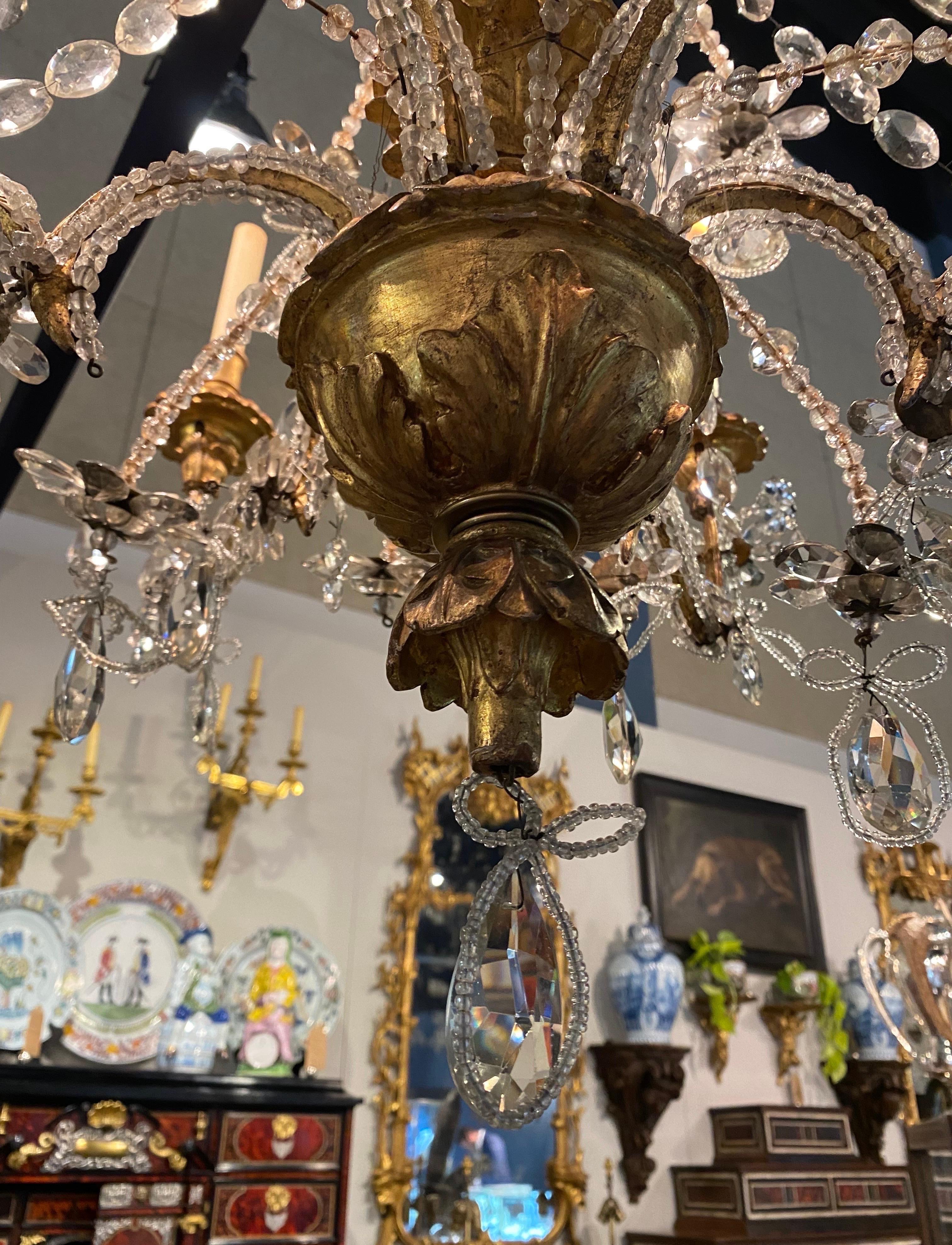 18th- 19th Century Genovese Giltwood Chandelier  2