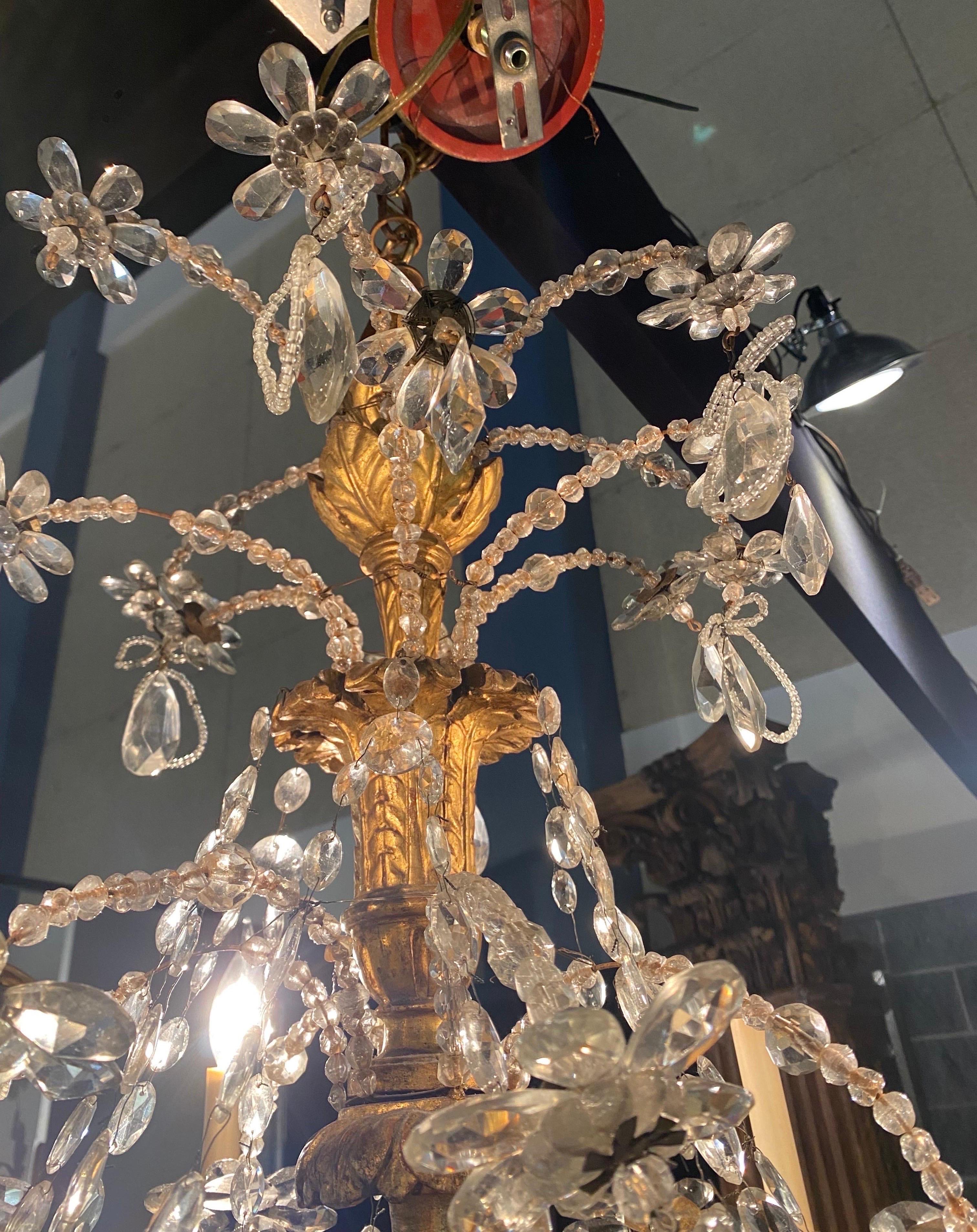 18th- 19th Century Genovese Giltwood Chandelier  3