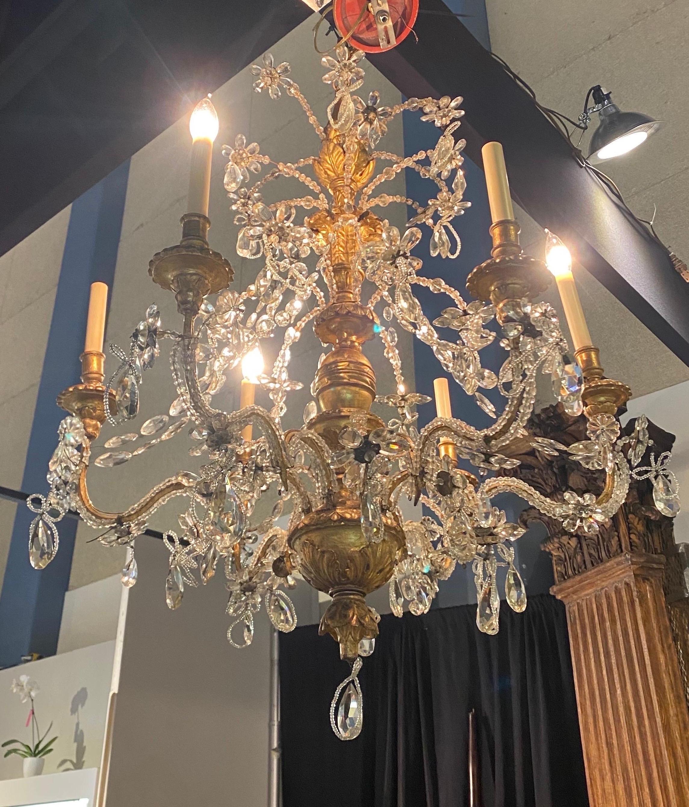 18th- 19th Century Genovese Giltwood Chandelier  4