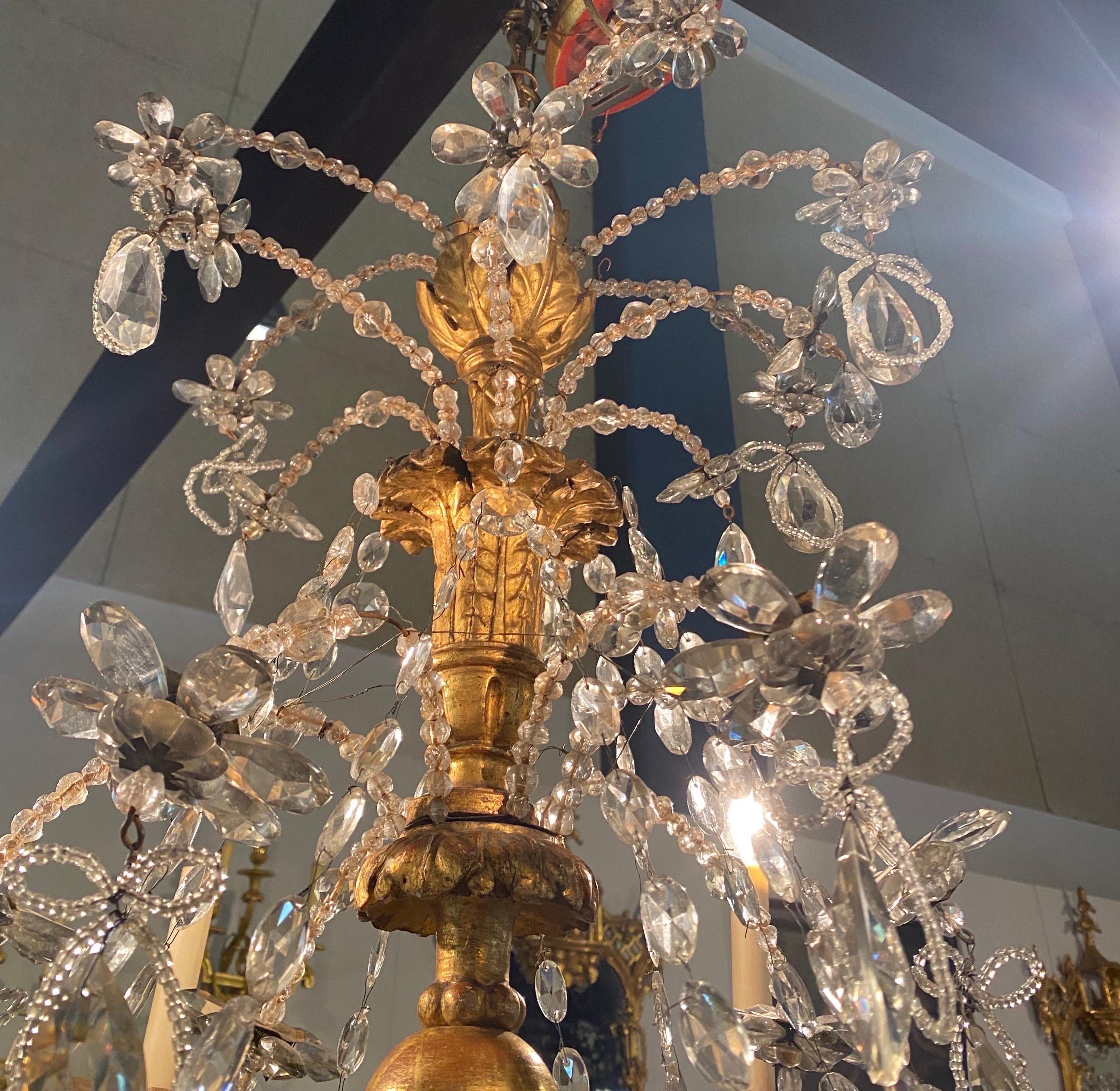 18th- 19th Century Genovese Giltwood Chandelier  5
