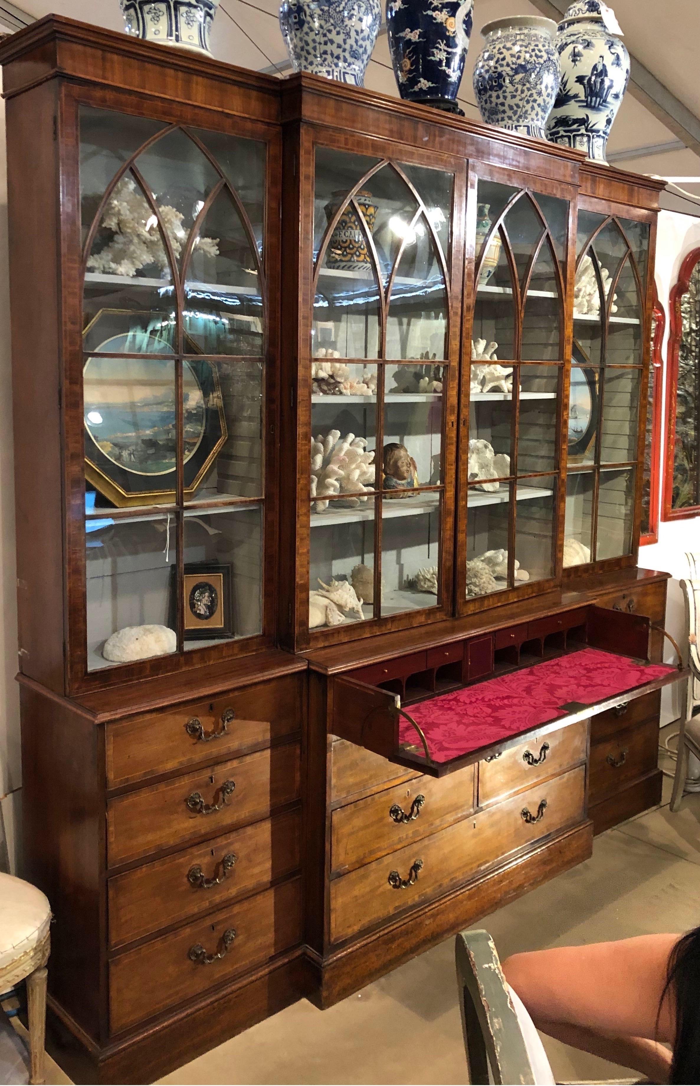 18th-19th Century Georgian Mahogany Breakfront Bookcase 4