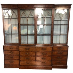 Antique 18th-19th Century Georgian Mahogany Breakfront Bookcase