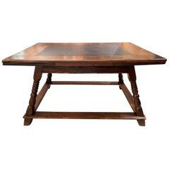 18th-19th Century German or Swiss Walnut Draw Leaf Dining Table with Slate Top