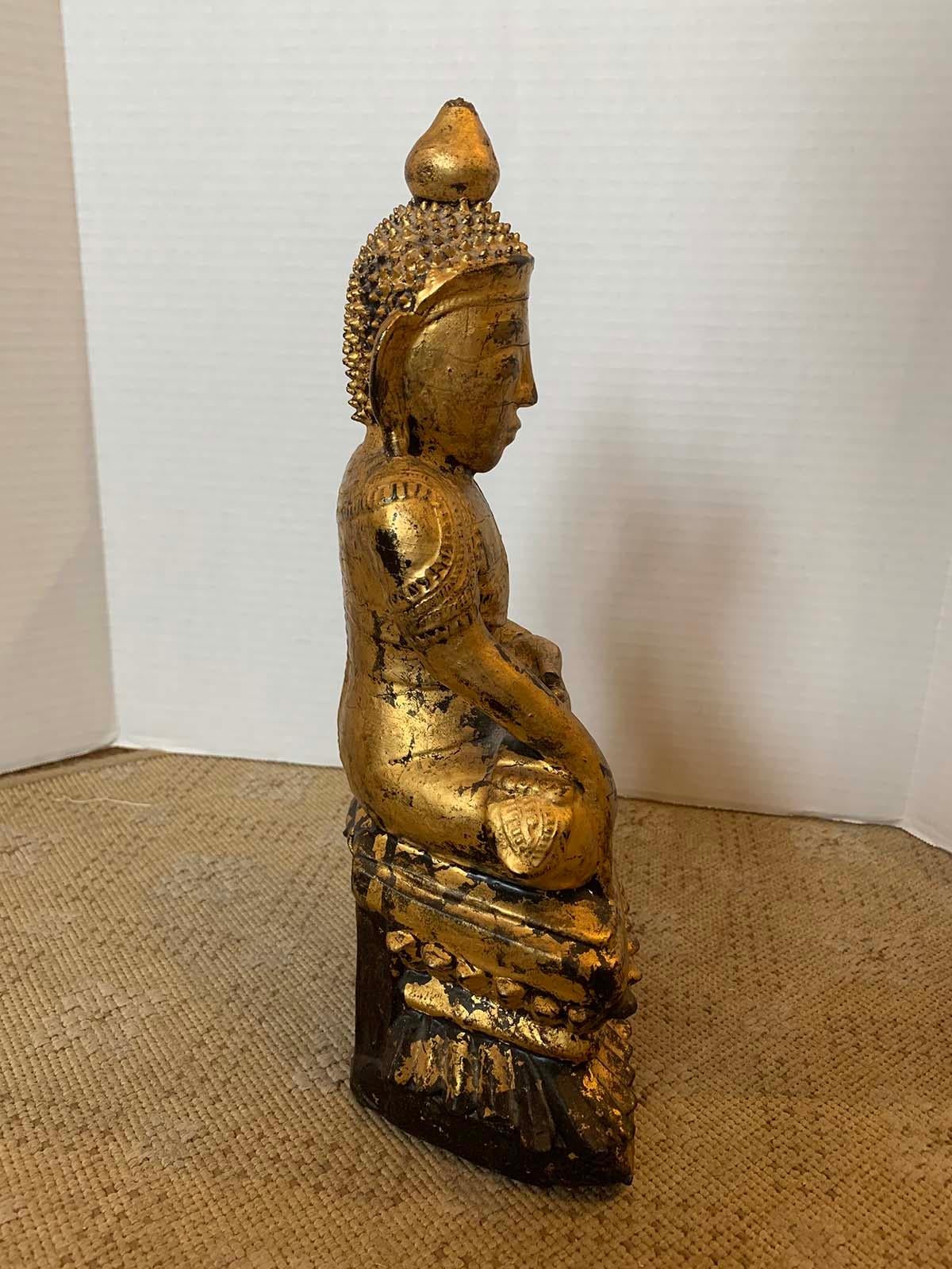 18th Century 18th-19th Century Giltwood Buddha in Lotus Position