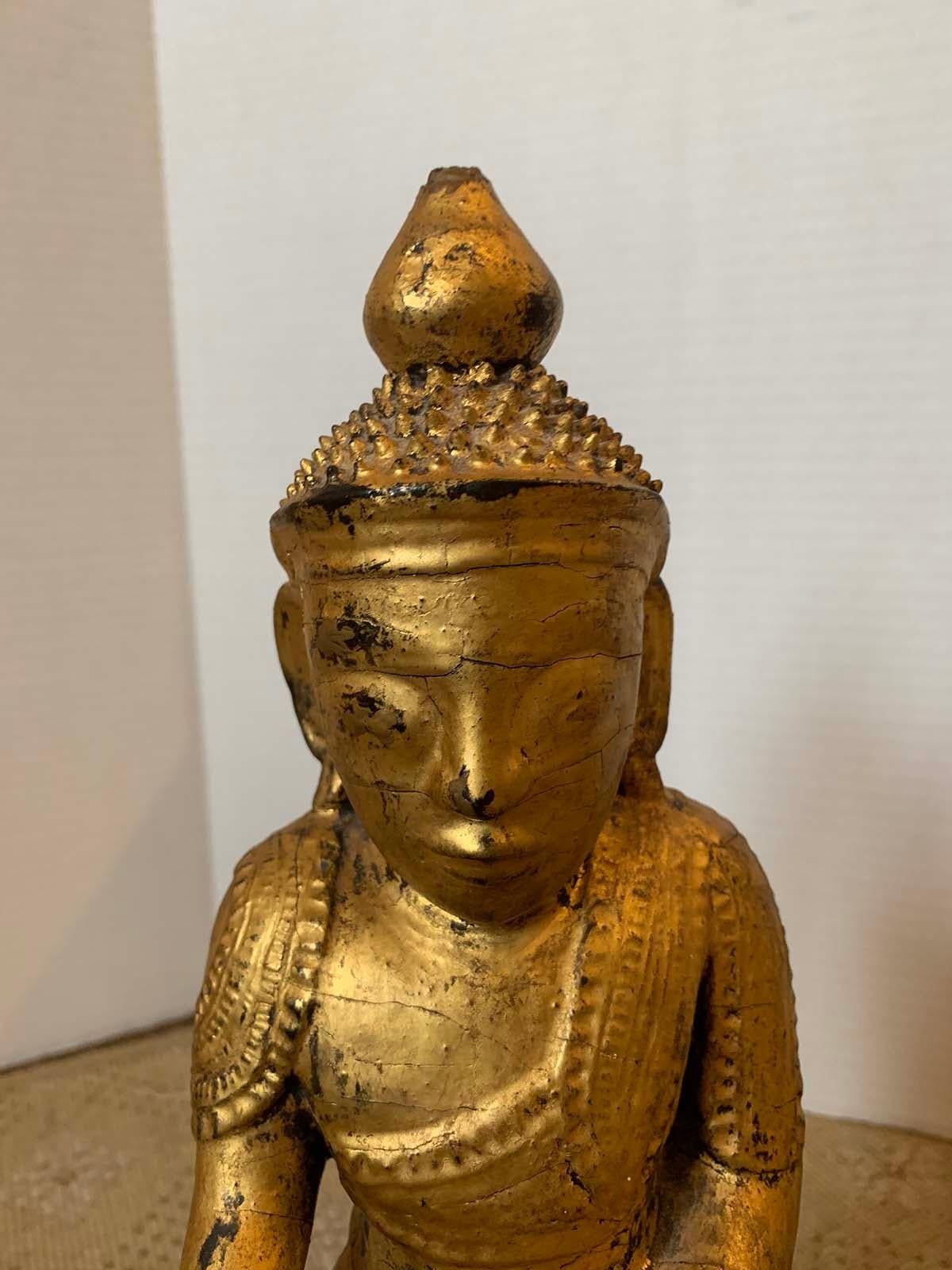 18th-19th Century Giltwood Buddha in Lotus Position 3