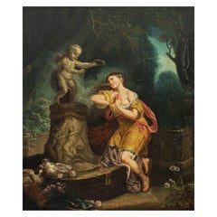 18th-19th Century Girl Praying at the Foot of the Altar of Love Painting