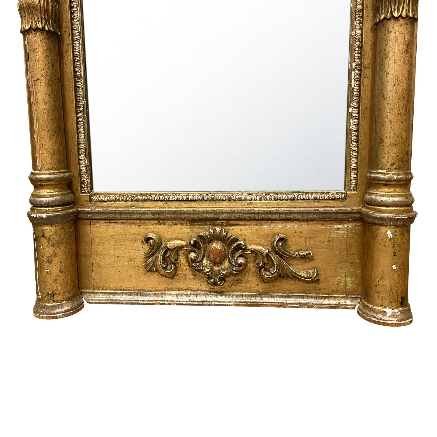 18th - 19th Century Gold French Rococo Style Gilded Pinewood Wall Glass Mirror For Sale 3