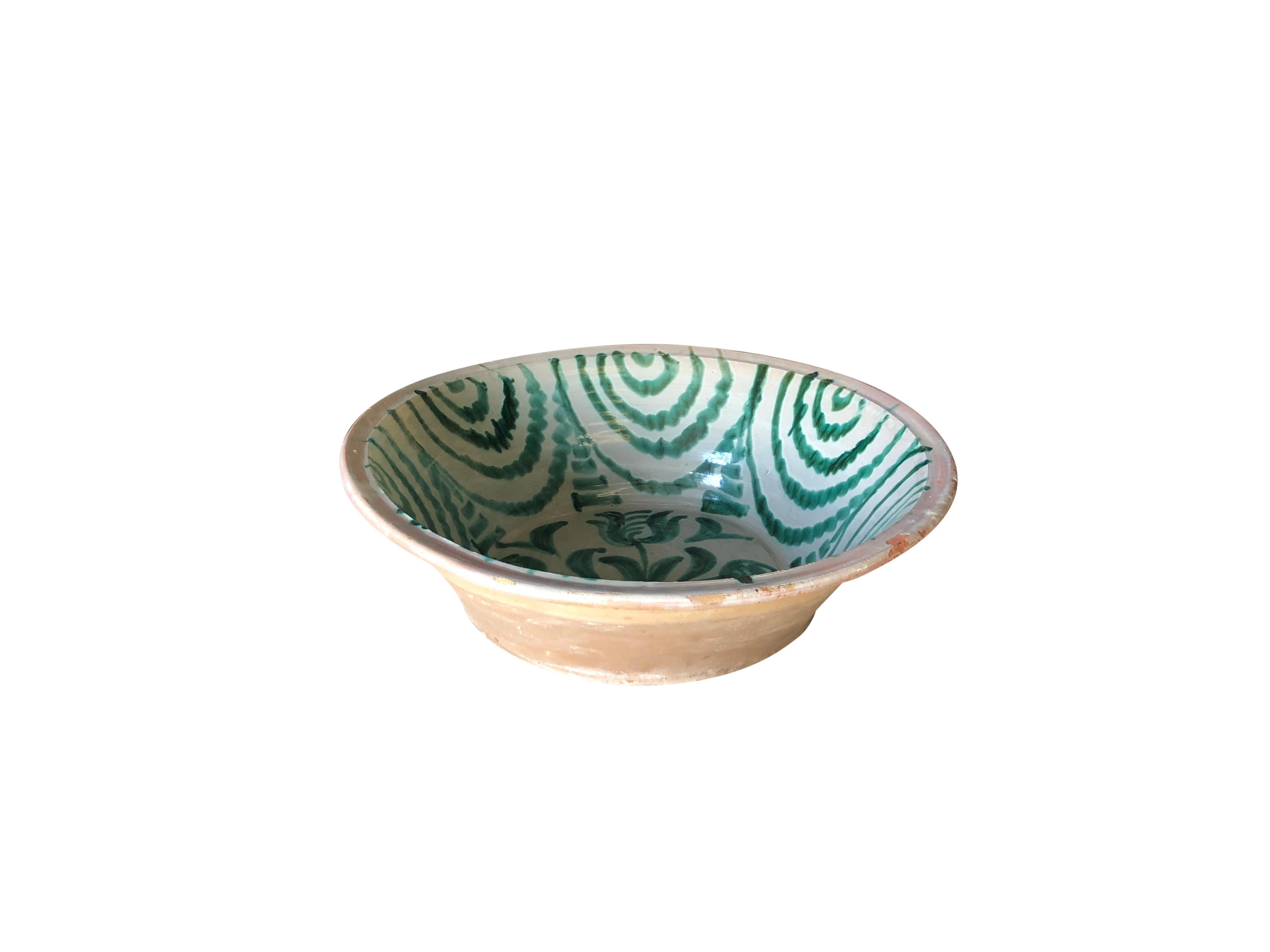 Hand-Crafted 18th-19th Century Granada Lebrillo Bowl, Spanish Terracotta Decor