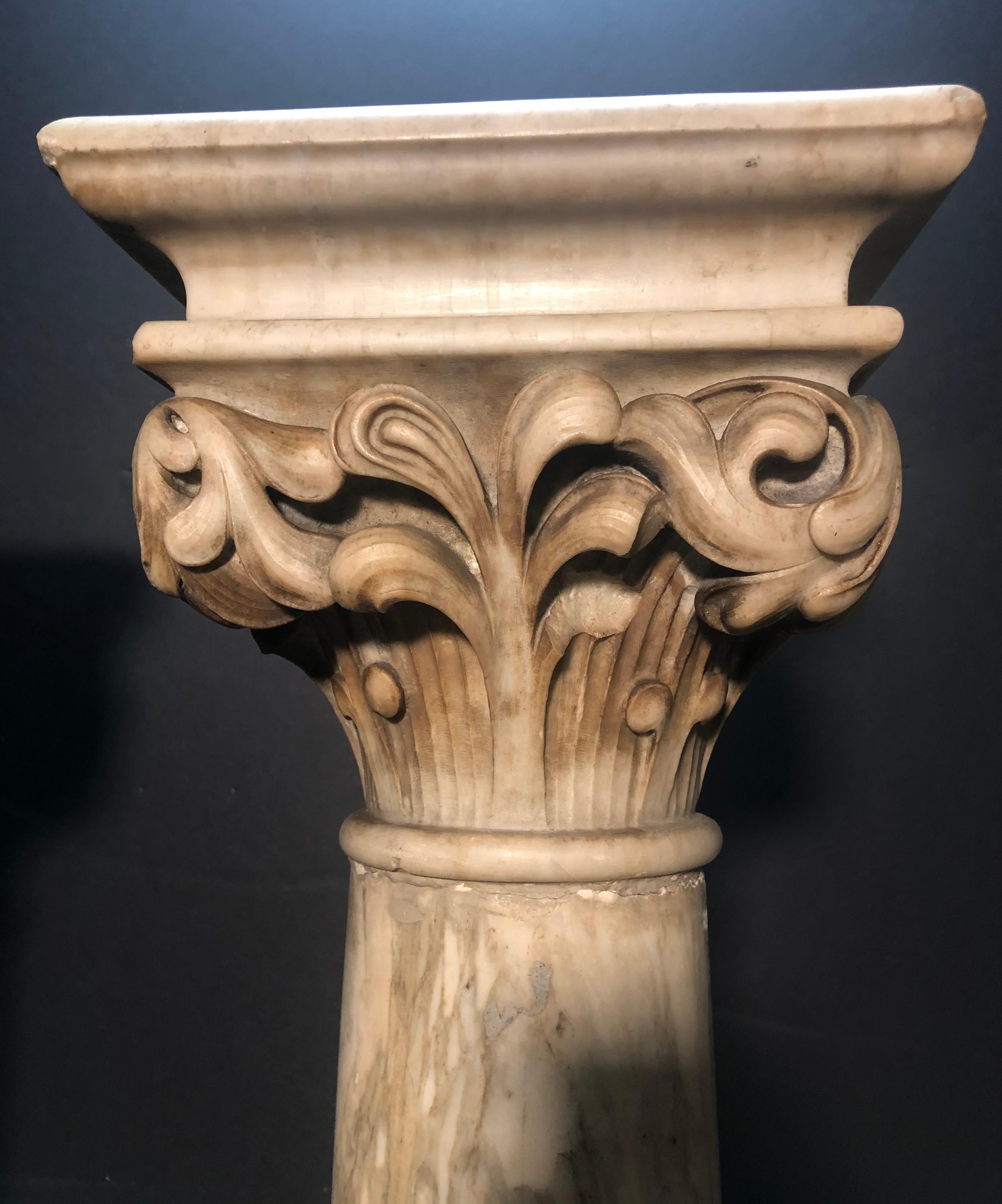 Gothic Revival 18th-19th Century Grand Tour Italian Carved Marble Pedestals For Sale