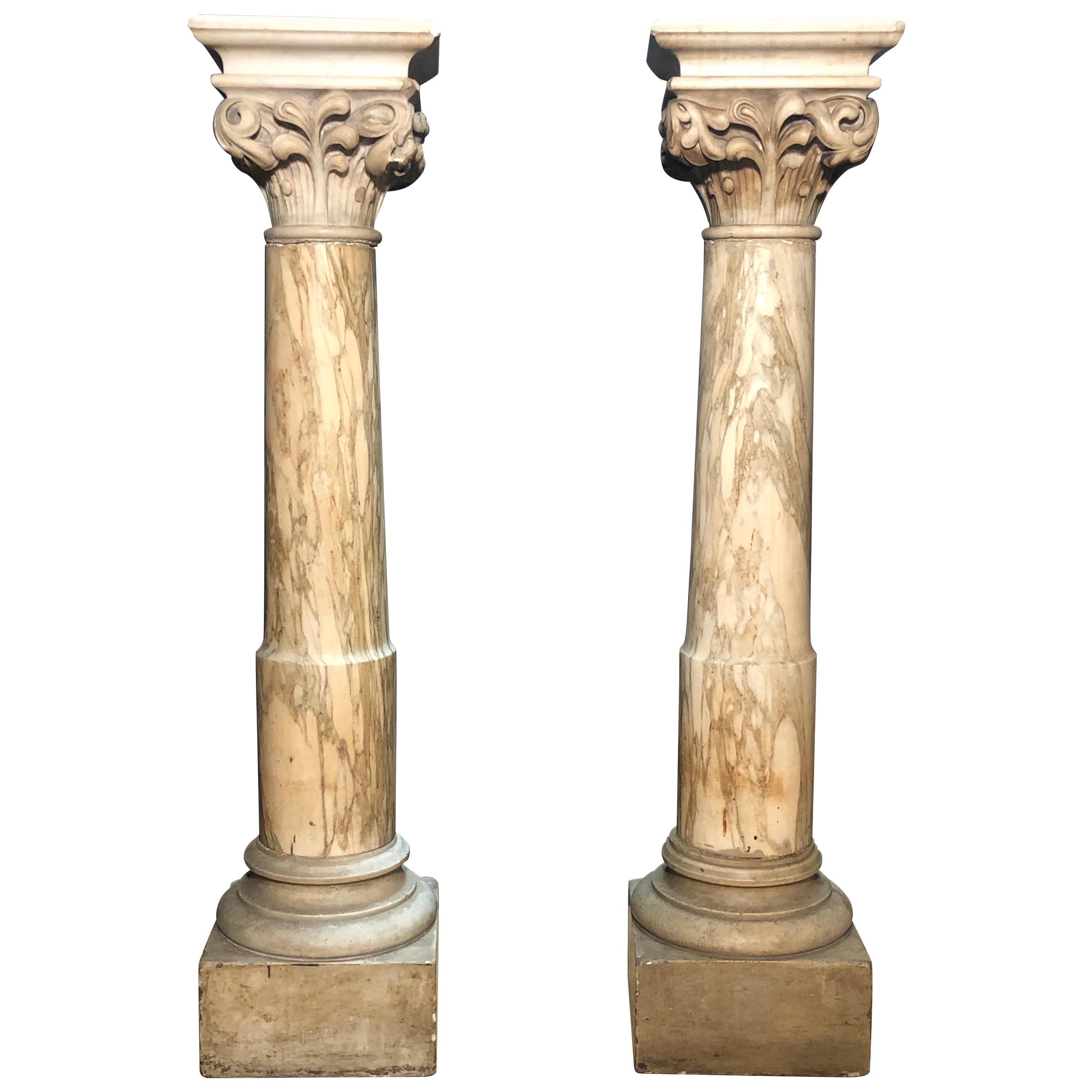 18th-19th Century Grand Tour Italian Carved Marble Pedestals For Sale