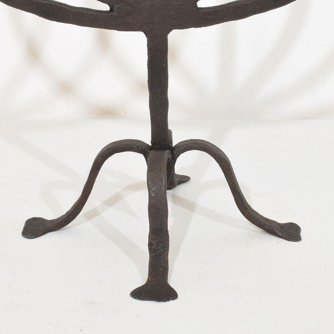 18th-19th Century Hand Forged Iron Candleholder For Sale 4