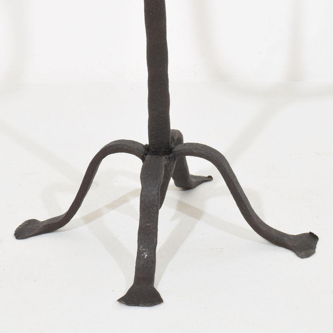 18th-19th Century Hand Forged Iron Candleholder For Sale 4