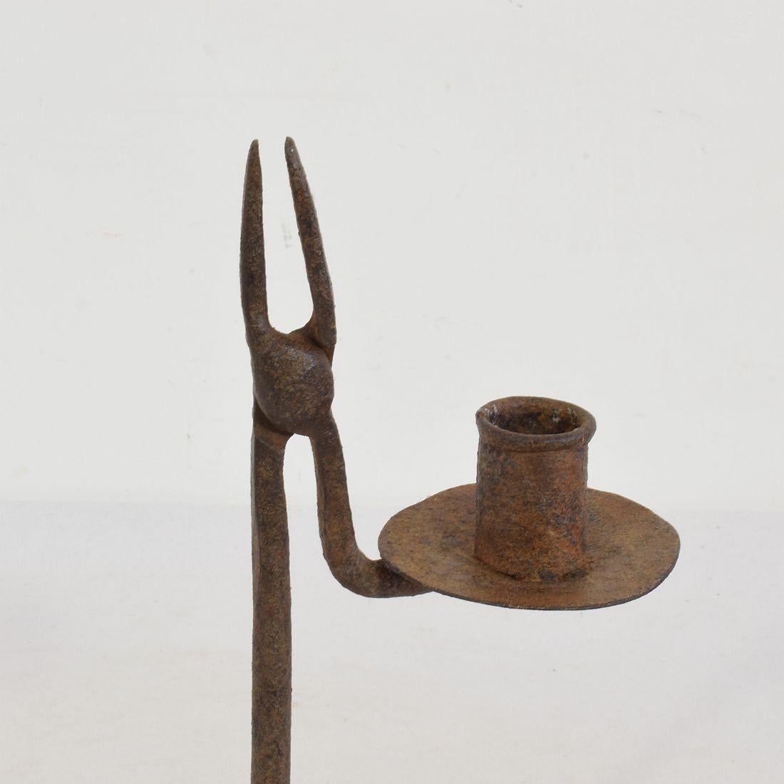 18th-19th Century Hand Forged Iron Candleholder 5