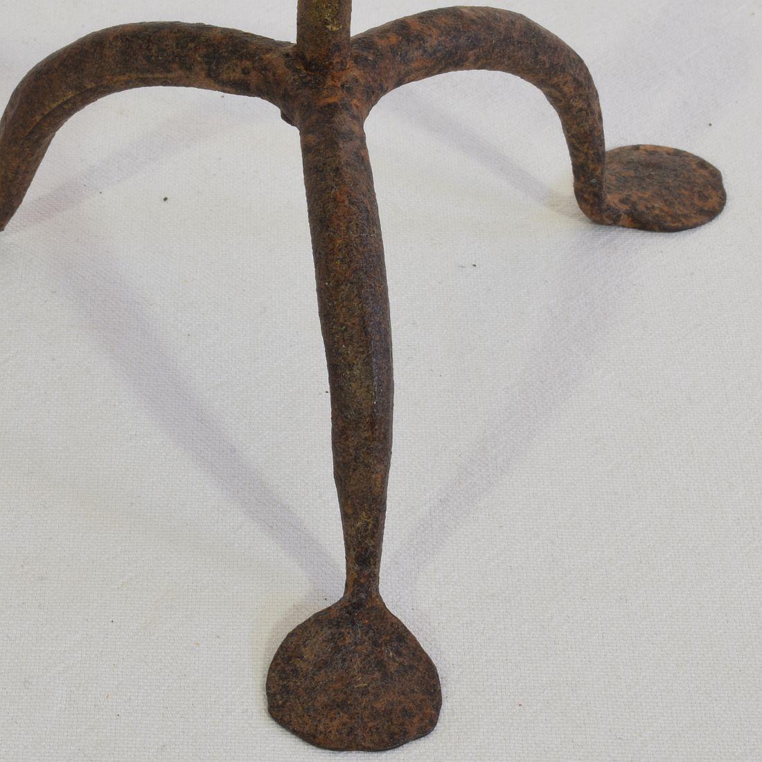 18th-19th Century Hand Forged Iron Candleholder 7