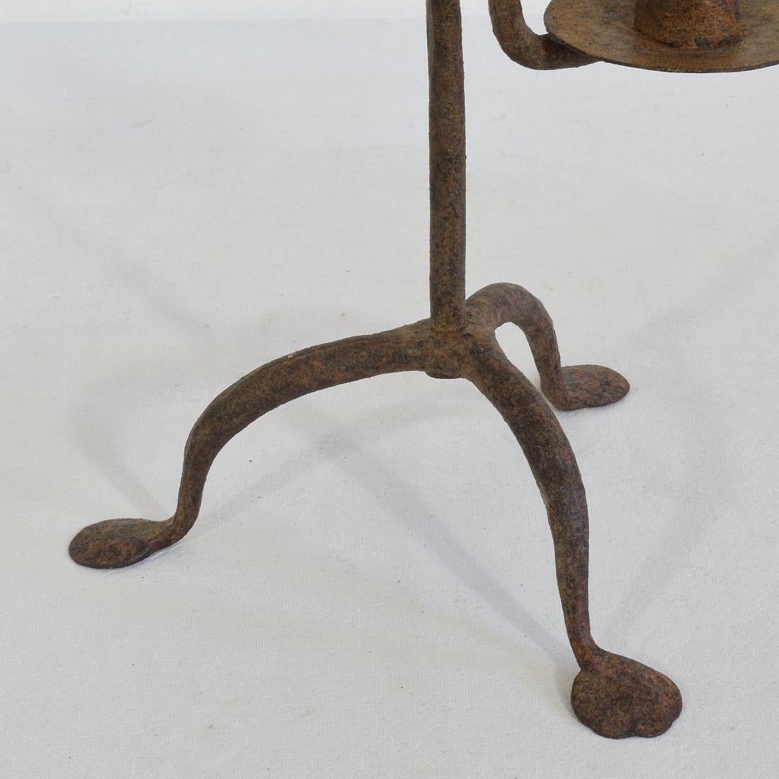 18th-19th Century Hand Forged Iron Candleholder 6
